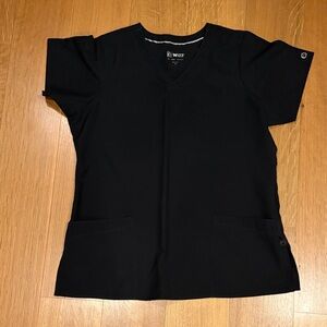 Women's W123 Black V-Neck scrub top